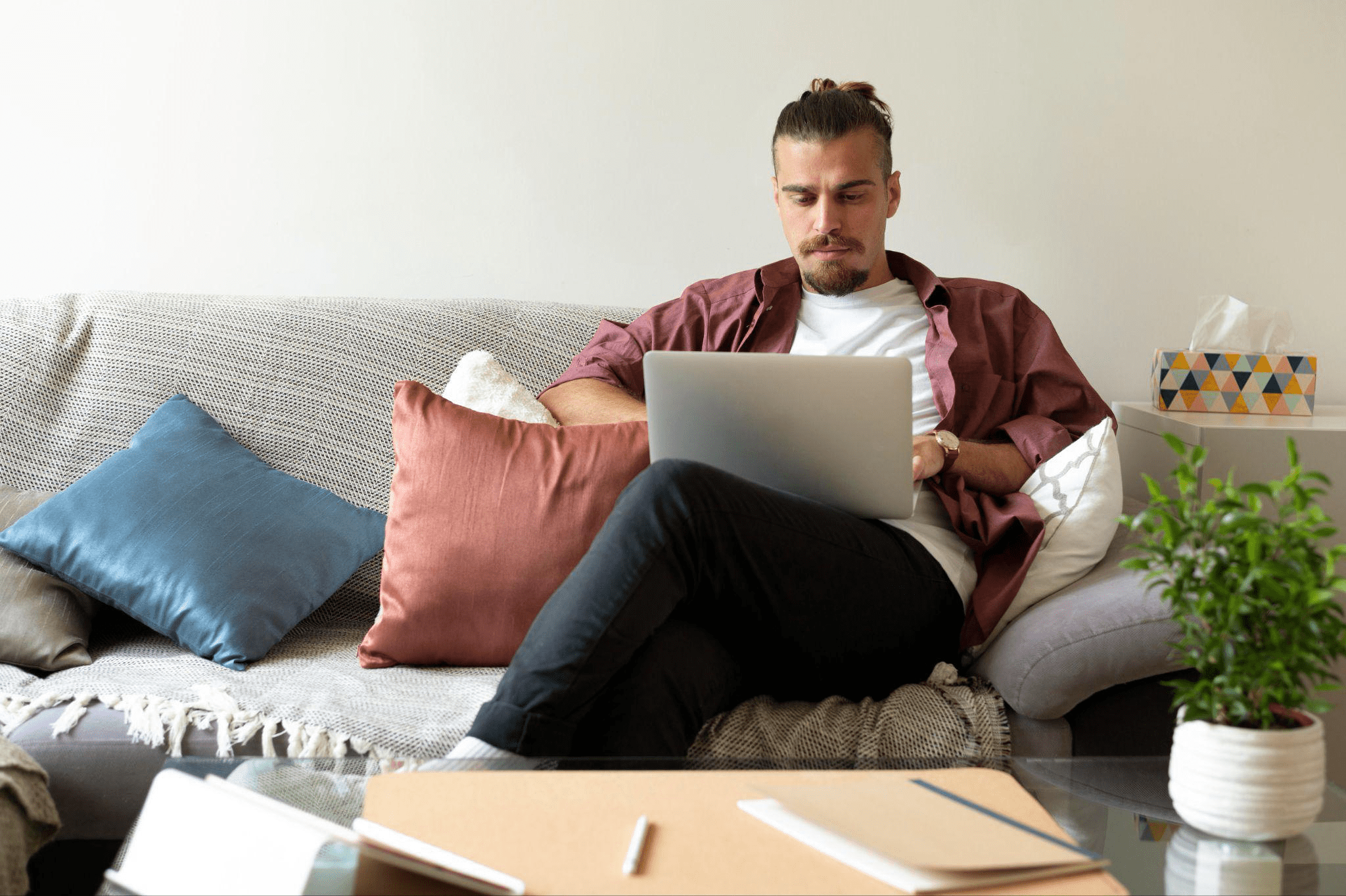 A man working from home