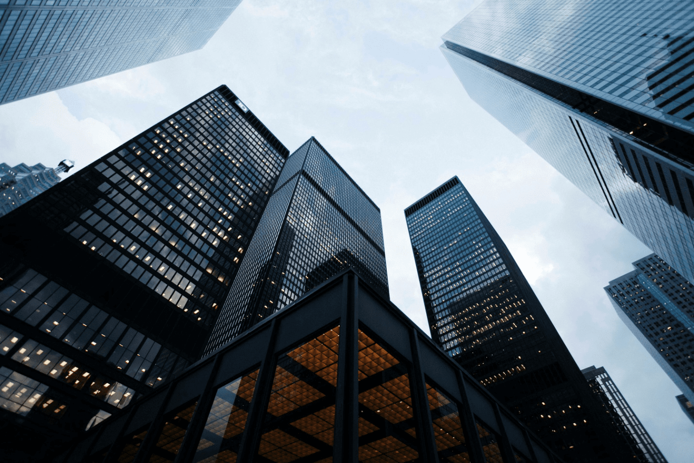 Tall glass buildings