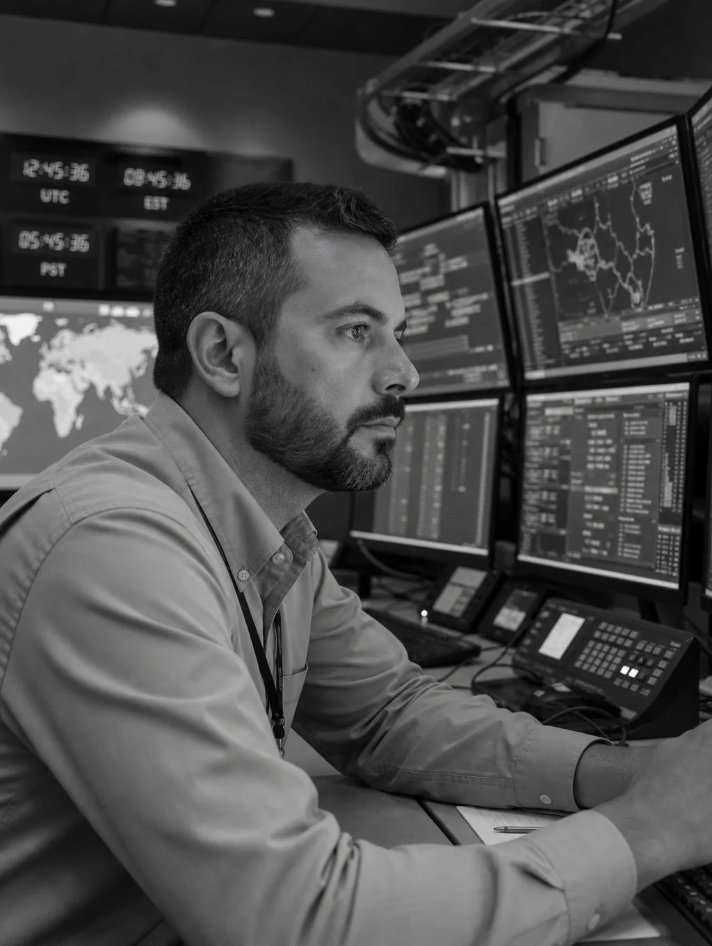 David reviewing network security logs