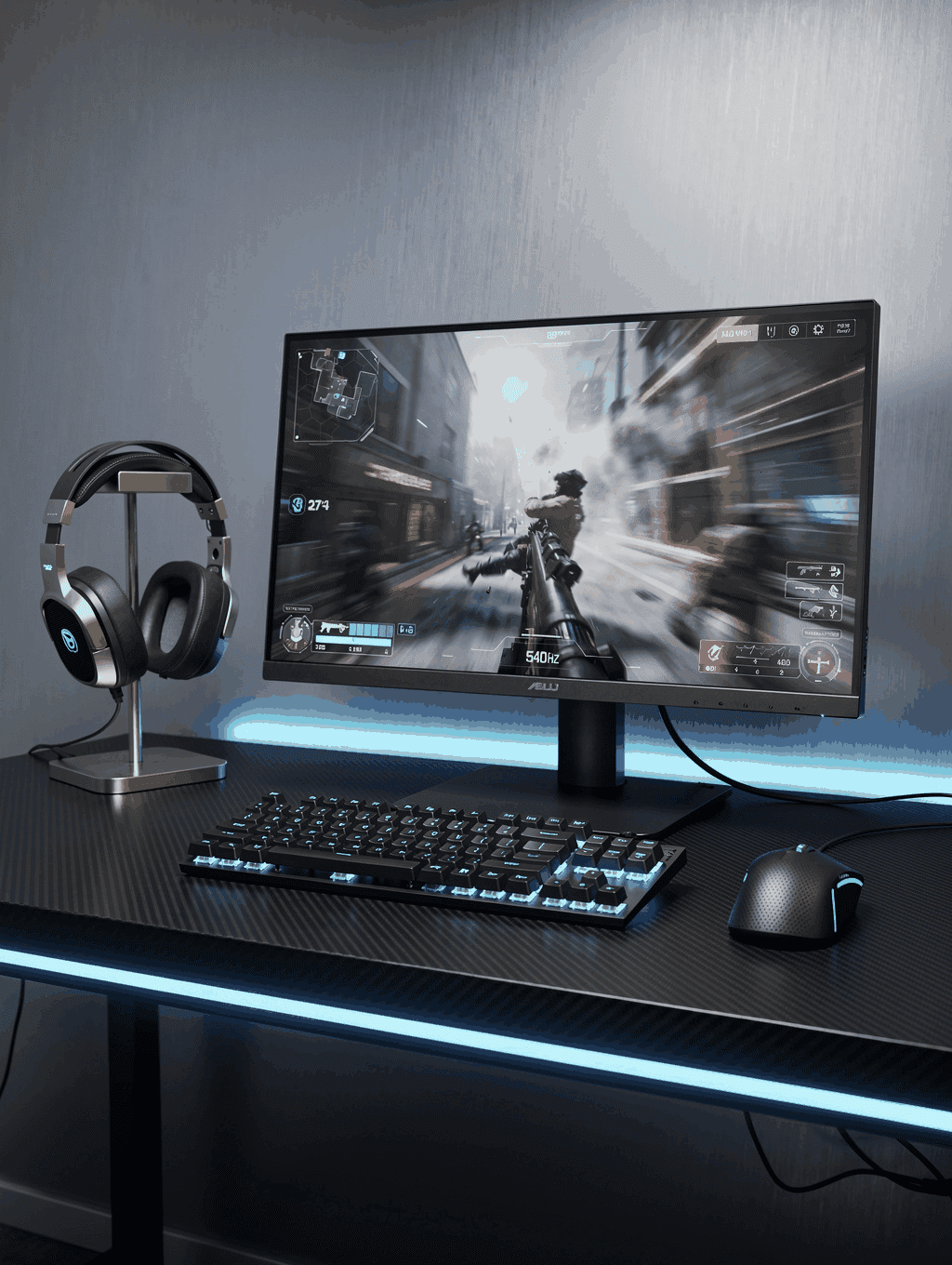 High performance gaming setup with secure VPN connection active