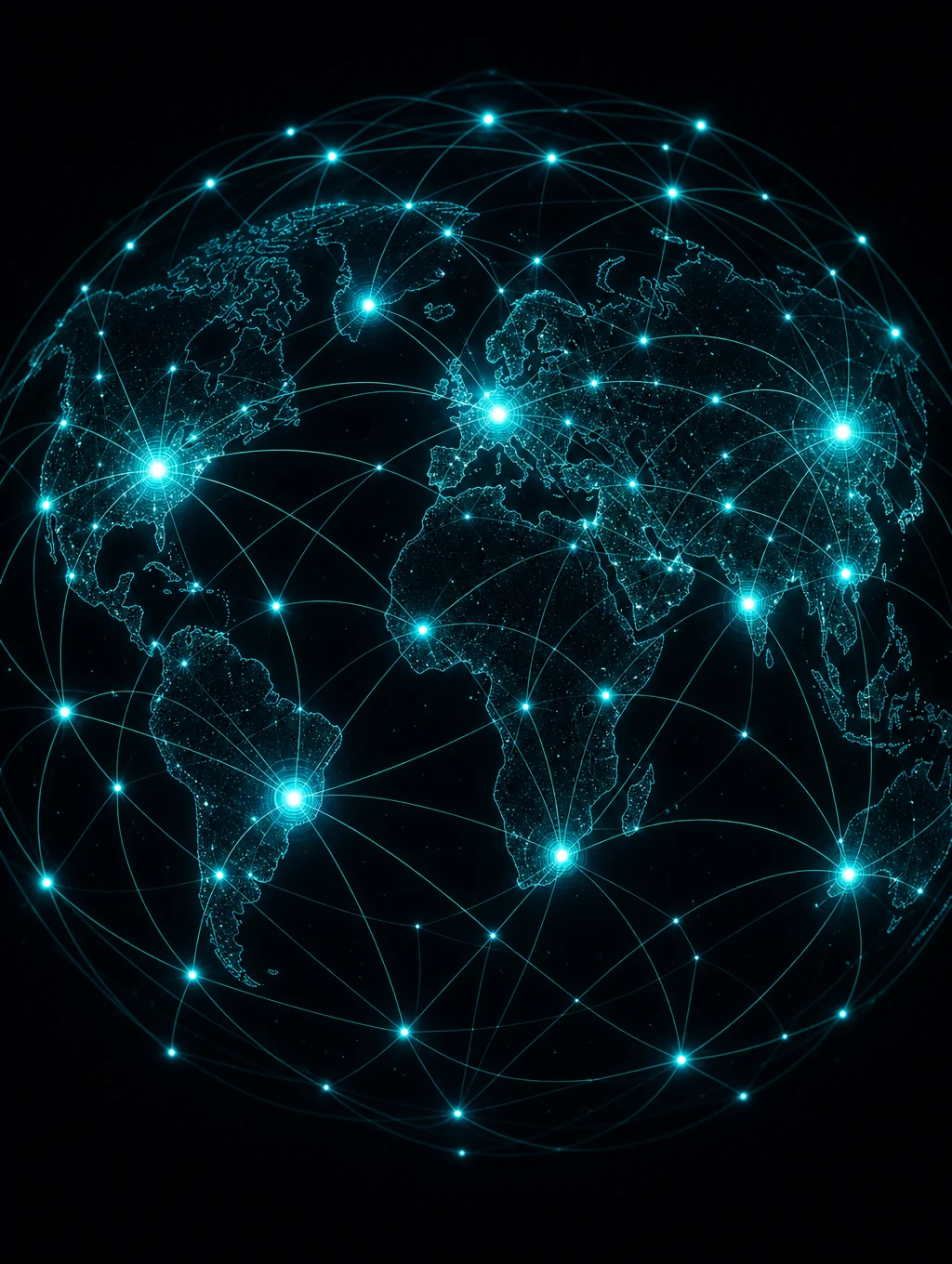Global network map showing high-speed connections