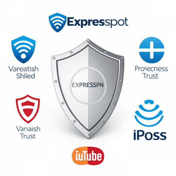 VPN comparison hub showcasing ExpressVPN and other VPN providers, highlighting security features and streaming capabilities.