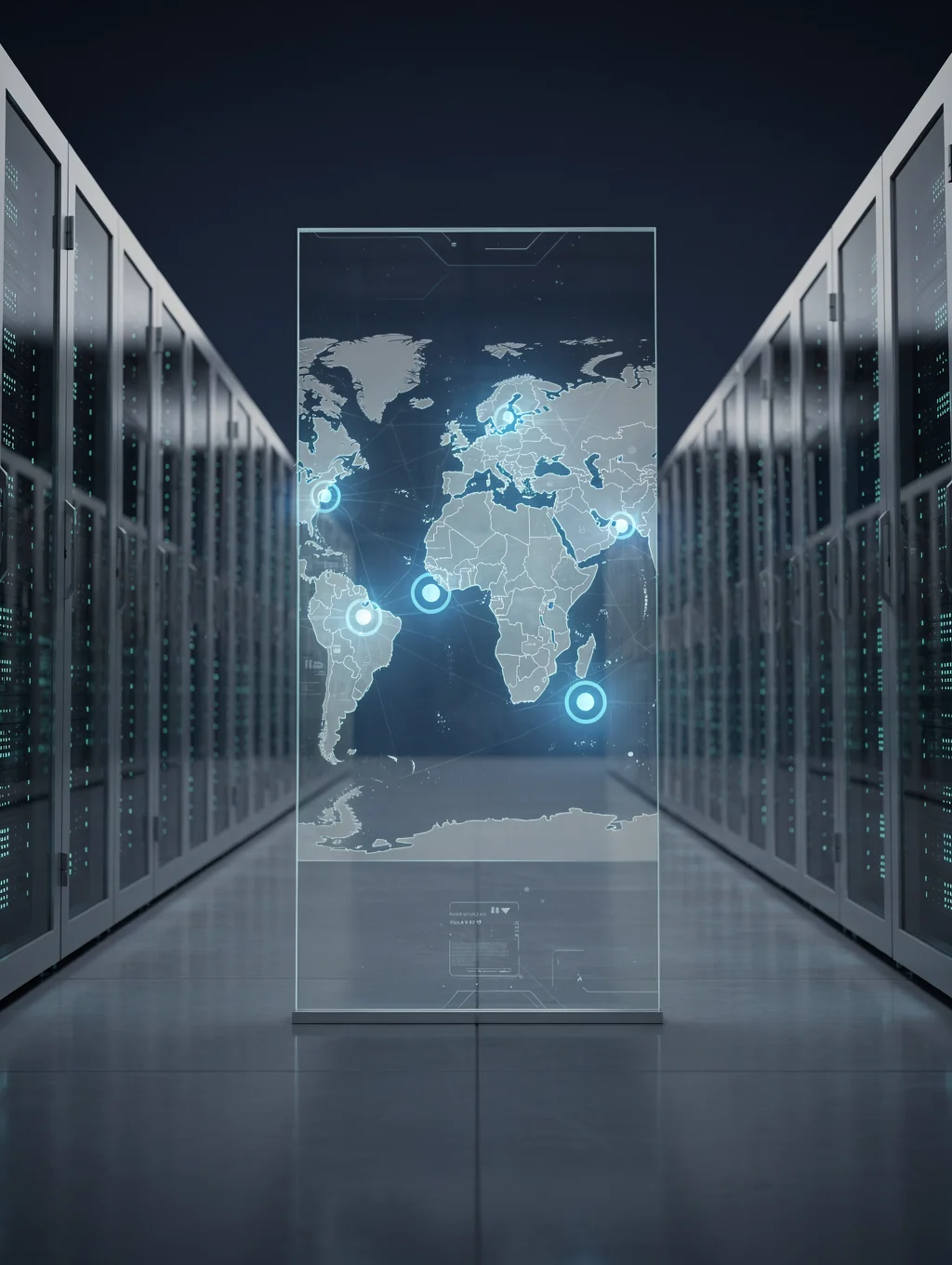 Global server network node visualization in high-tech environment