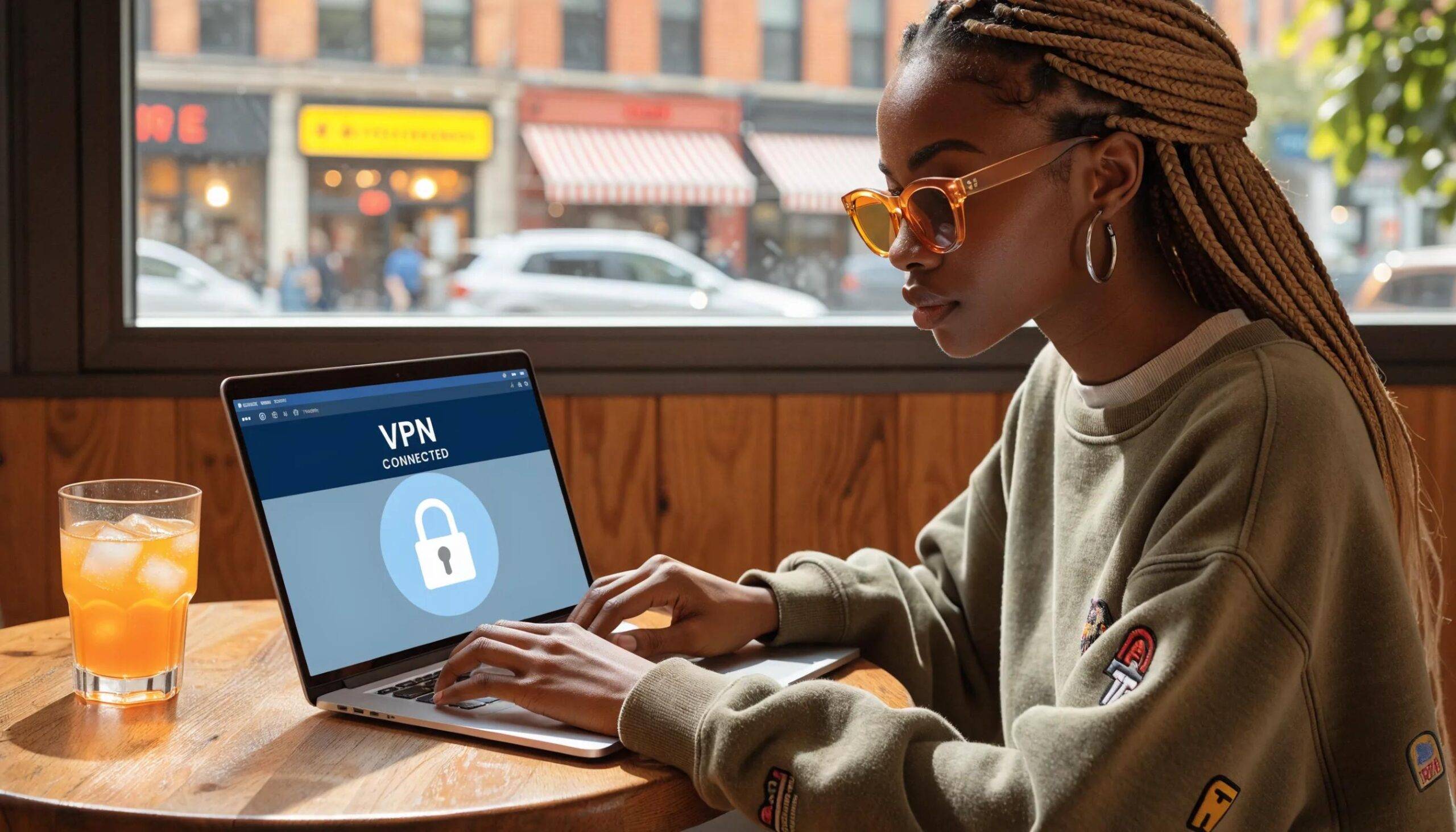 Image depicting a person using a laptop symbolizing VPN security and online privacy