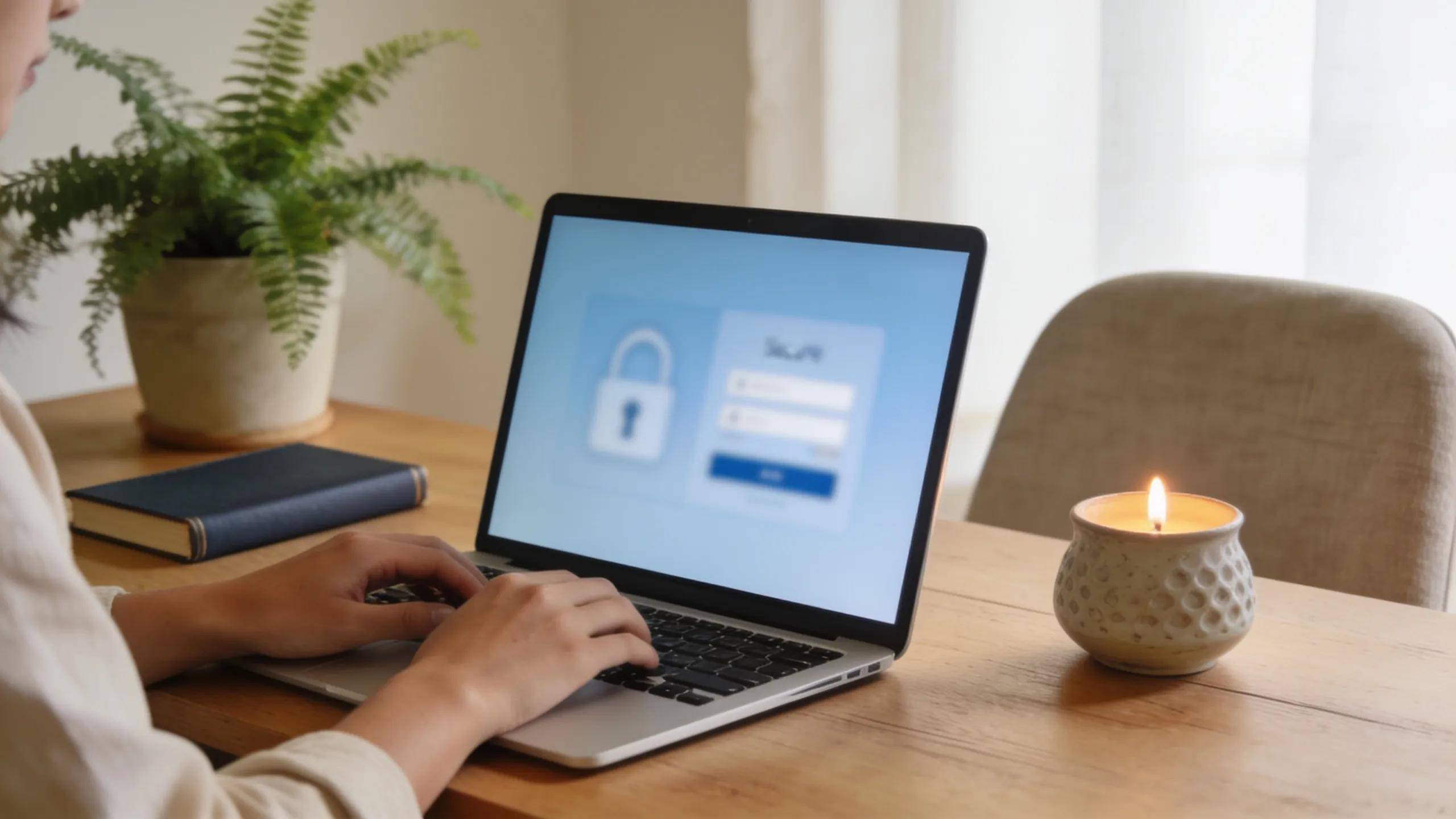 Person using a laptop at home, symbolizing online privacy and VPN protection
