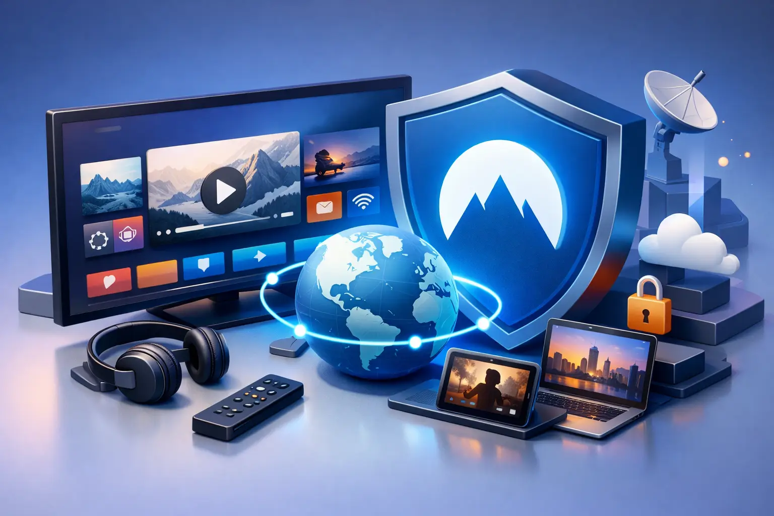 VPN protecting streaming devices and bypassing geo-restrictions for secure online privacy.